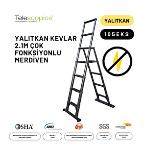2.1m Kevlar Yalıtkan/yüksek Gerilime Dayanıklı Çok Fonksiyonlu Merdiven 20ackv - Telescopics 105eks
