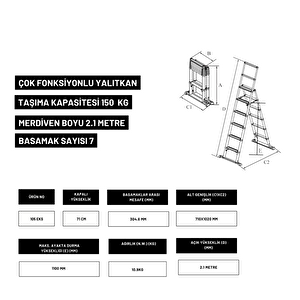 2.1m Kevlar Yalıtkan/yüksek Gerilime Dayanıklı Çok Fonksiyonlu Merdiven 20ackv - Telescopics 105eks