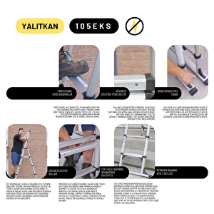 2.1m Kevlar Yalıtkan/yüksek Gerilime Dayanıklı Çok Fonksiyonlu Merdiven 20ackv - Telescopics 105eks