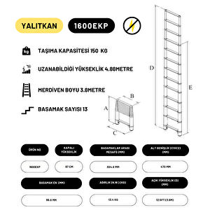 3.8m Kevlar Yalıtkan/yüksek Gerilime Dayanıklı Uzatma Teleskopik Merdiven Ac25kv- Telescopics 1600ekp