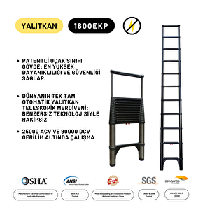 3.8m Kevlar Yalıtkan/yüksek Gerilime Dayanıklı Uzatma Teleskopik Merdiven Ac25kv- Telescopics 1600ekp