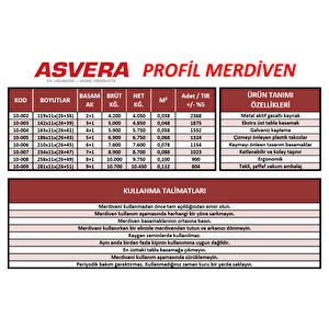 Asvera - 2+1 Basamaklı Profil Merdiven - 2 Basamaklı Ev, Bahçe Ve İş Yeri Kullanımına Uygun