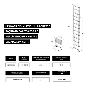 3.8m Taktik Amaçlı Tam Otomatik Teleskopik Merdiven - Telescopics 1600et