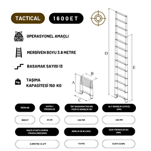 3.8m Taktik Amaçlı Tam Otomatik Teleskopik Merdiven - Telescopics 1600et
