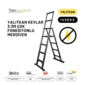 3.3m Kevlar Yalıtkan/yüksek Gerilime Dayanıklı Çok Fonksiyonlu Merdiven 20ackv– Telescopics  145eks