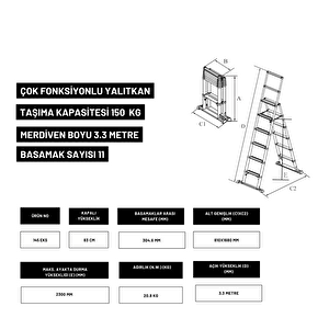 3.3m Kevlar Yalıtkan/yüksek Gerilime Dayanıklı Çok Fonksiyonlu Merdiven 20ackv– Telescopics  145eks