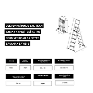 2.7m Kevlar Yalıtkan/yüksek Gerilime Dayanıklı Çok Fonksiyonlu Merdiven 20ackv- Telescopics 125eks