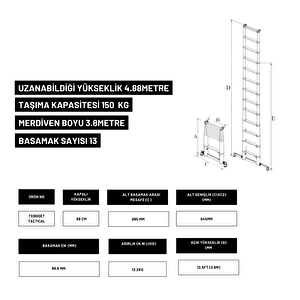 3.8m Taktik Amaçlı Tam Otomatik Teleskopik Merdiven -yer Tutamakli Telescopics Ts1600et