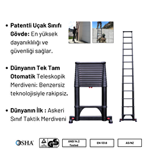 3.8m Taktik Amaçlı Tam Otomatik Teleskopik Merdiven -yer Tutamakli Telescopics Ts1600et