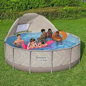 Bestway Büyük Yuvarlak Gölgelikli Prefabrik Havuz Seti 396x107cm 561fy Bw544
