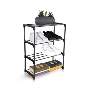 Asvera Teno Çok Amaçlı Raf - 4 Katlı Metal Ayakkabılık - Organizer - Kitaplık - Çiçeklik