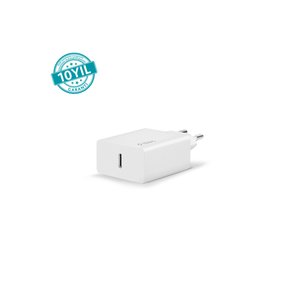 Smartcharger 20w Pd Seyahat Hızlı Şarj Aleti + Usb-c - Usb-c 3a Typ-c Kablo Beyaz