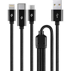 2dk39s Alumicable Trio Şarj Kablosu 1mt. Usb-a - Usb-c / Lightning / Micro Usb