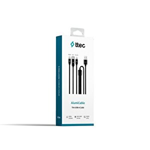 2dk39s Alumicable Trio Şarj Kablosu 1mt. Usb-a - Usb-c / Lightning / Micro Usb