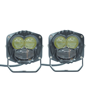 Offroad Sis Lambası 7.3 X 6.8 X 6.8 Cm Sarı-beyaz Siyah Çerçeve 12-30v Set/  Lass369