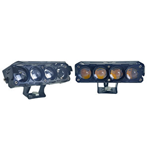 Offroad Sis Lambası 12.6 X 5 X 3.5 Cm  Sarı Beyaz - Kırmızı Gündüz Ledli Çakarlı 12-60v Set/  Lass370-1