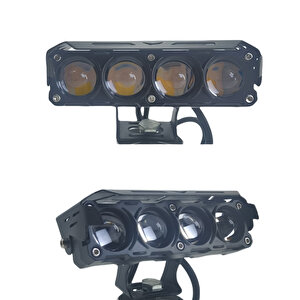 Offroad Sis Lambası 12.6 X 5 X 3.5 Cm  Sarı Beyaz - Kırmızı Gündüz Ledli Çakarlı 12-60v Set/  Lass370-1