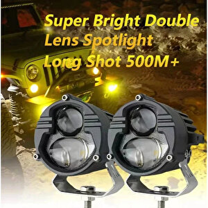 Offroad Sis Lambası 6.8x6.8x7cm Sarı Beyaz 25w+25w 12-60v Set /  Lass388