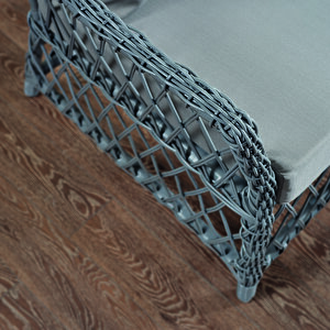 Icon Rattan Bahçe Balkon Oturma Takımı 2+1+1+camlı Masa Gri