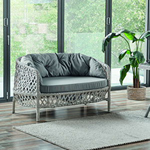 Konfor Rattan Bahçe Balkon Oturma Takımı 2+1+1+camlı Masa Kemik