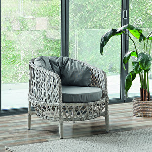 Konfor Rattan Bahçe Balkon Oturma Takımı 2+1+1+camlı Masa Kemik