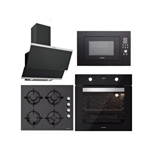 Bo6502b02 - Cs5349b01 - 3420 Classy 60 - Mw9018b01 Siyah Cam Ankastre Set