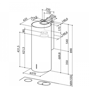 Cylindra Isola Gloss Plus Ev8+ Bk A37 Mat Siyah Ada Davlumbaz