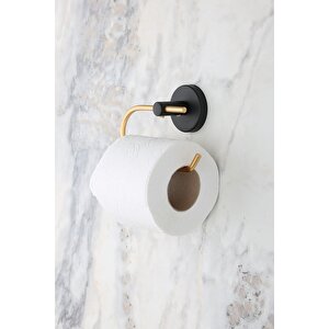Elegant Siyah-gold Tuvalet Kağıtlığı - Paslanmaz Çelik, Yapışkanlı Tuvalet Kağıdı Askısı