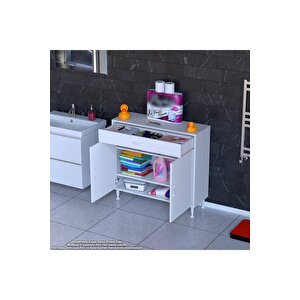 Emir 100 X 88 X 32,5 Cm 1 Çekmece 2 Kapak 2 Raf 3 Bölme Çok Amaçlı Banyo & Mutfak Dolabı