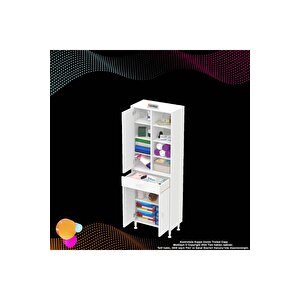 Afra 65x173x32,5 Cm 1 Çekmece 3 Kapak 7 Raf 10 Bölme Çok Amaçlı Banyo & Mutfak Dolabı