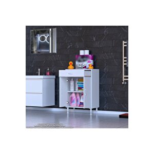 Emir 55x88x32,5 Cm 1 Çekmece 2 Kapak 1 Raf 2 Bölme Çok Amaçlı Banyo & Mutfak Dolabı