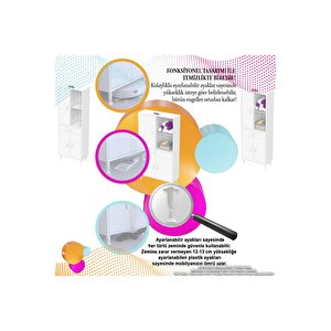 Afra 55x173x32,5 Cm 1 Çekmece 3 Kapak 3 Raf 6 Bölme Çok Amaçlı Banyo & Mutfak Dolabı