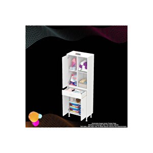 Afra 55x173x32,5 Cm 1 Çekmece 3 Kapak 3 Raf 6 Bölme Çok Amaçlı Banyo & Mutfak Dolabı