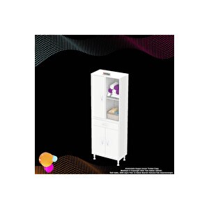 Afra 55x173x32,5 Cm 1 Çekmece 3 Kapak 3 Raf 6 Bölme Çok Amaçlı Banyo & Mutfak Dolabı