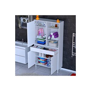 Afra 100x173x32,5 Cm 1 Çekmece 3 Kapak 5 Raf 8 Bölme Çok Amaçlı Banyo & Mutfak Dolabı