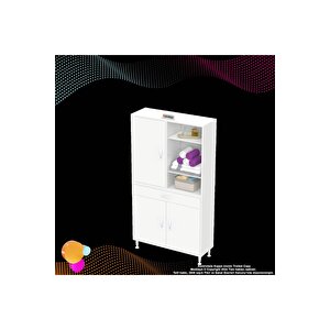 Afra 100x173x32,5 Cm 1 Çekmece 3 Kapak 5 Raf 8 Bölme Çok Amaçlı Banyo & Mutfak Dolabı