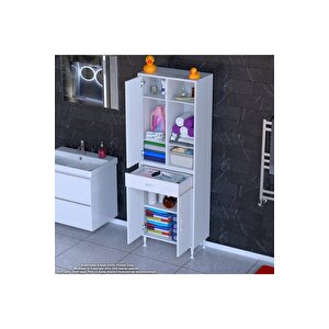 Afra 70x173x32,5 Cm 1 Çekmece 3 Kapak 5 Raf 8 Bölme Çok Amaçlı Banyo & Mutfak Dolabı