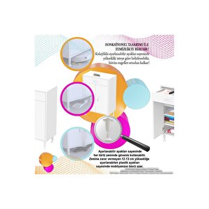 Emir 90 X 88 X 32,5 Cm 1 Çekmece 2 Kapak 3 Raf 4 Bölme Çok Amaçlı Banyo & Mutfak Dolabı