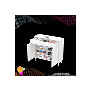 Emir 90 X 88 X 32,5 Cm 1 Çekmece 2 Kapak 3 Raf 4 Bölme Çok Amaçlı Banyo & Mutfak Dolabı