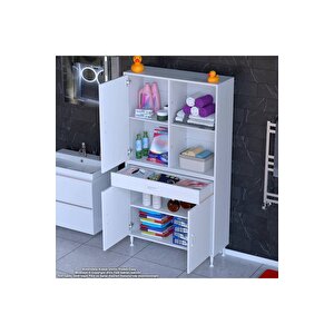 Afra 100x173x32,5 Cm 1 Çekmece 3 Kapak 3 Raf 6 Bölme Çok Amaçlı Banyo & Mutfak Dolabı