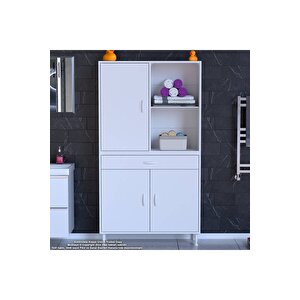 Afra 100x173x32,5 Cm 1 Çekmece 3 Kapak 3 Raf 6 Bölme Çok Amaçlı Banyo & Mutfak Dolabı