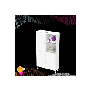 Afra 100x173x32,5 Cm 1 Çekmece 3 Kapak 3 Raf 6 Bölme Çok Amaçlı Banyo & Mutfak Dolabı