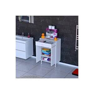 Emir 55 X 88 X 32,5 Cm 1 Çekmece 2 Kapak 2 Raf 3 Bölme Çok Amaçlı Banyo & Mutfak Dolabı