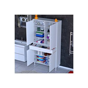 Yeni̇ Afra 100 X 173 X 32,5 Cm 1 Çekmece 4 Kapak 7 Raf 10 Bölme Çok Amaçlı Banyo & Mutfak Dolabı