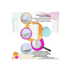 Yeni̇ Afra 100 X 173 X 32,5 Cm 1 Çekmece 4 Kapak 7 Raf 10 Bölme Çok Amaçlı Banyo & Mutfak Dolabı