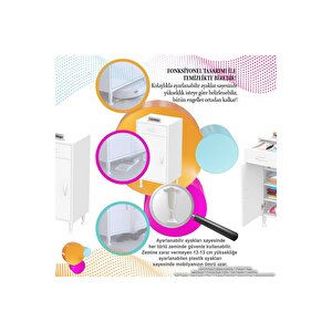 Emir 35 X 88 X 32,5 Cm 1 Çekmece 1 Kapak 3 Raf 4 Bölme Çok Amaçlı Banyo & Mutfak Dolabı