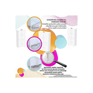 Yeni Afra 80x173x32,5 Cm 1 Çekmece 4 Kapak 3 Raf 6 Bölme Çok Amaçlı Banyo & Mutfak Dolabı
