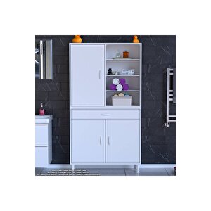 Afra 95x173x32,5 Cm 1 Çekmece 3 Kapak 7 Raf 10 Bölme Çok Amaçlı Banyo & Mutfak Dolabı