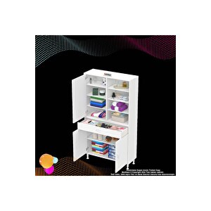 Afra 95x173x32,5 Cm 1 Çekmece 3 Kapak 7 Raf 10 Bölme Çok Amaçlı Banyo & Mutfak Dolabı