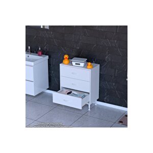 Söke 3'lü Çekmece Banyo Dolabı 55x75x32,5 Cm’ Lik Çok Yönlü Çekmecelerle Daha Düzenli